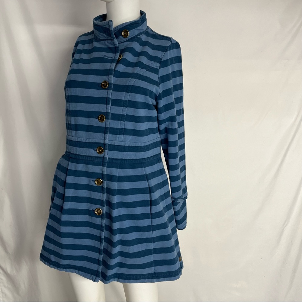 Matilda Jane Blue and Navy Striped Blazer With Gold Tone Buttons and Pleat Back